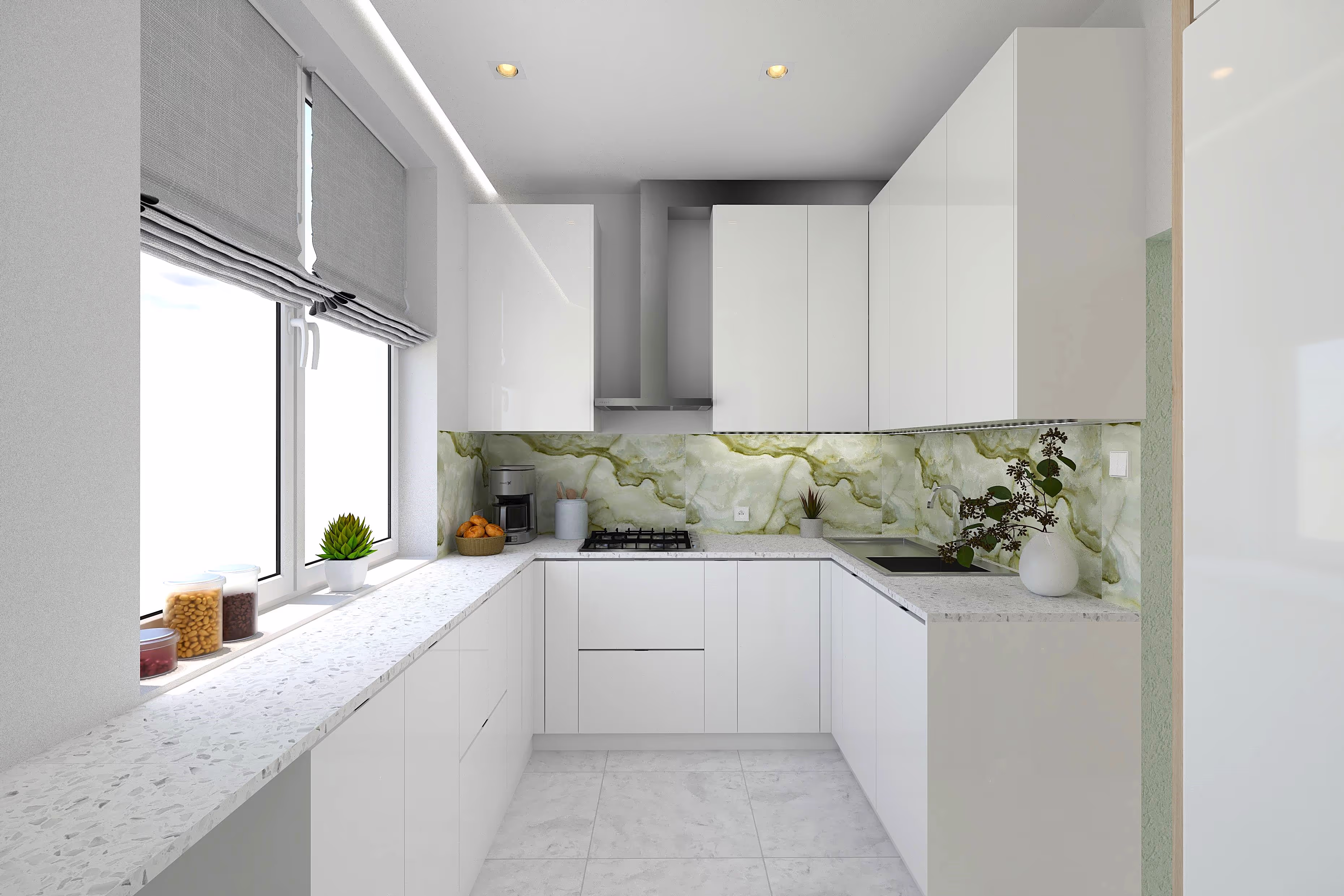 Indywidualny projekt kuchni na zamówienie z funkcjonalnym układem, Nowoczesny projekt kuchni – Stefańska Design, Łódź.