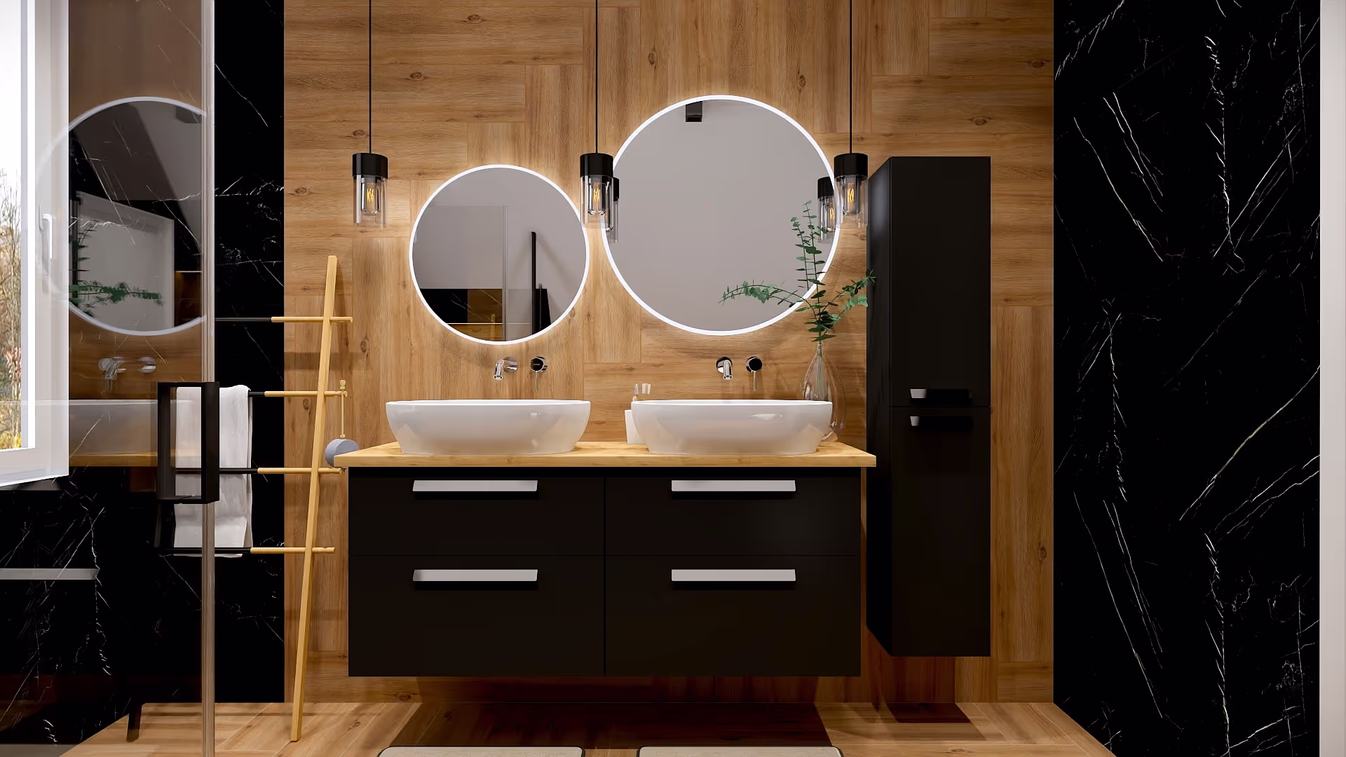 Nowoczesny projekt łazienki z kontrastującymi detalami – Anhelina Stefańska, Łódź i okolice